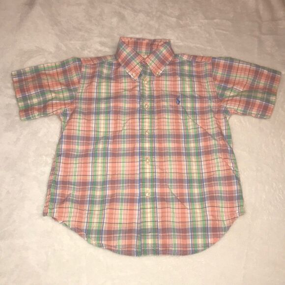 Ralph Lauren Short Sleeve Plaid Button Down - 4T - Picture 1 of 7